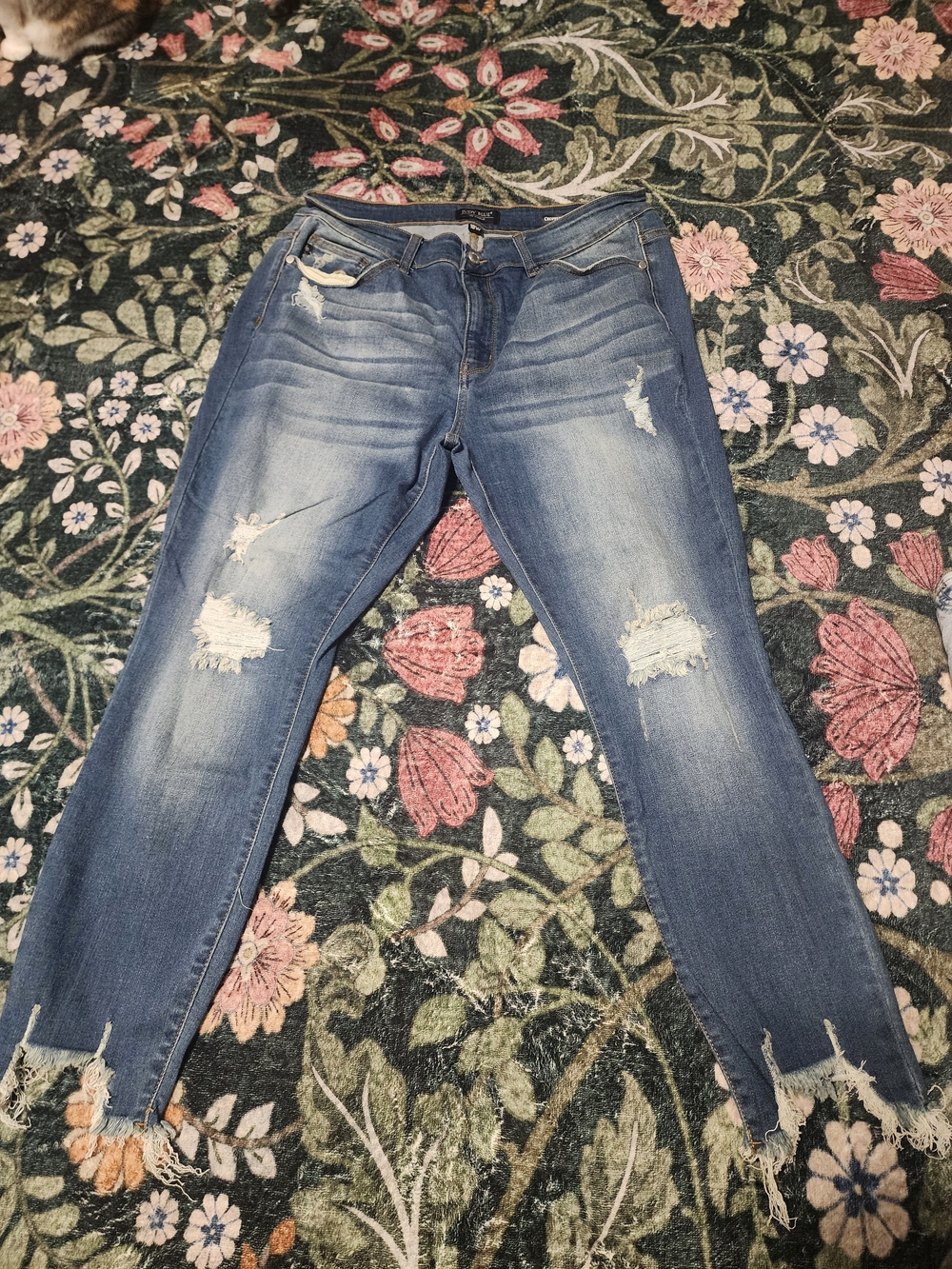 Judy Blue Washed Distressed Skinny Jeans - Blue
